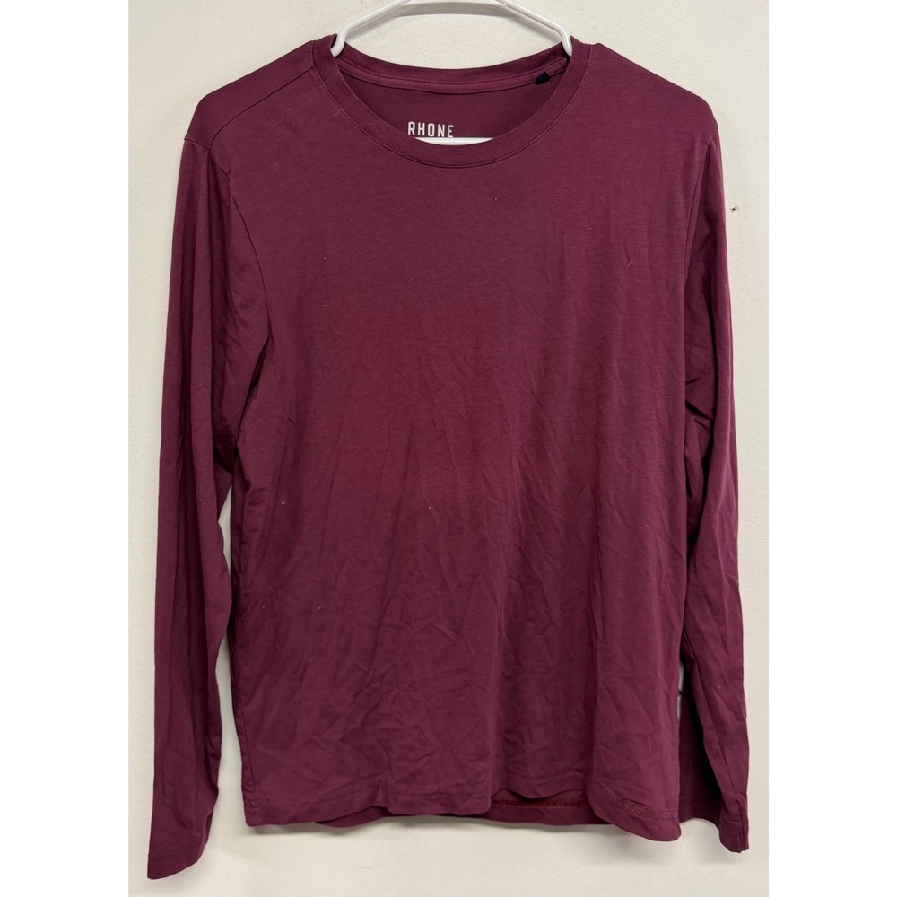 Rhone Mens Long Sleeve Pima Cotton Blend T-Shirt Burgundy Small 100996 Fall 2022